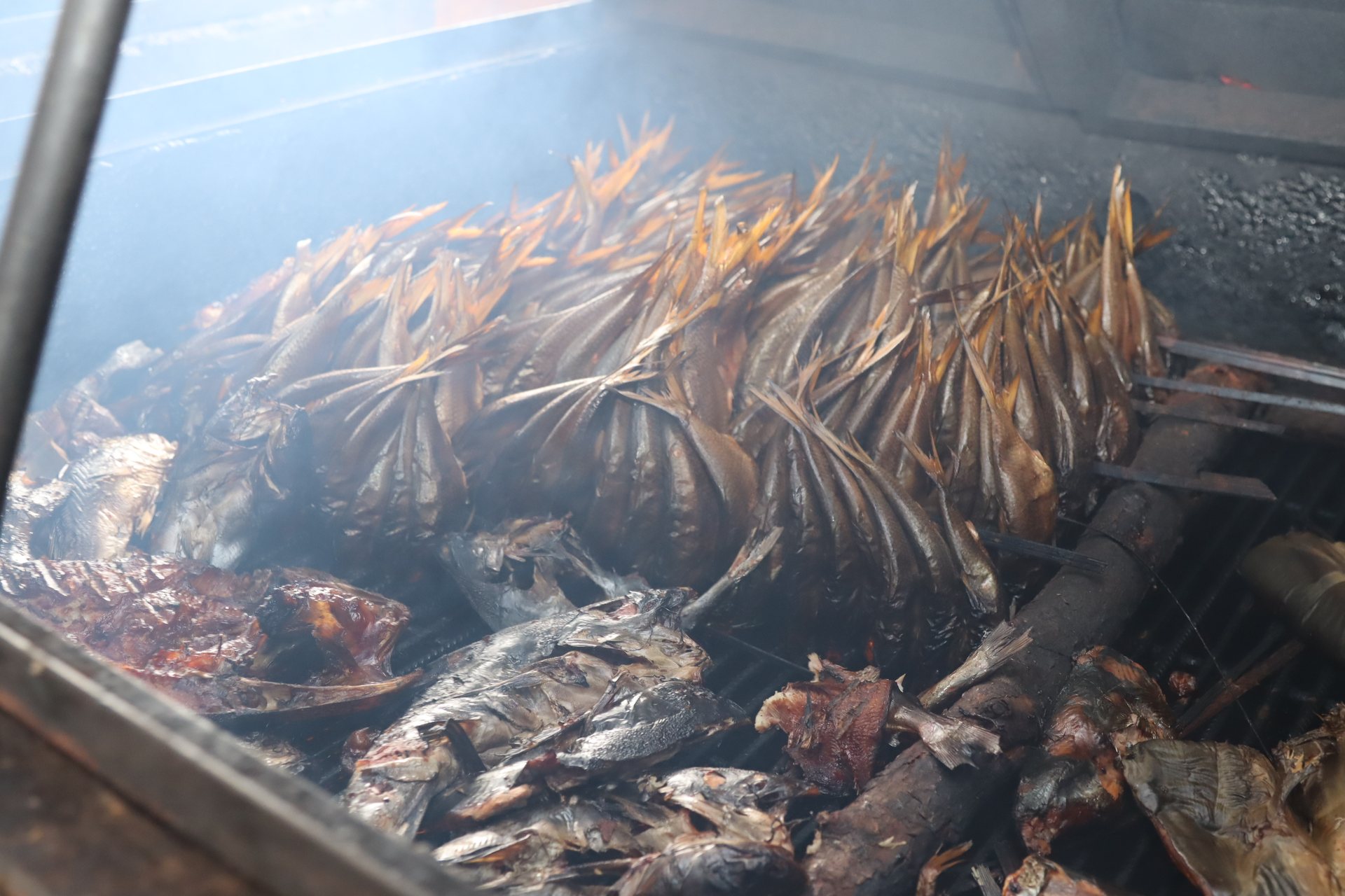 Smoked fish illustrate local food-production practices.